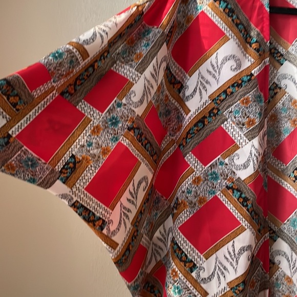 Vintage mixed media style open front duster kimono - Picture 2 of 5